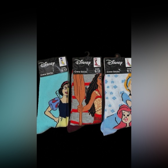 Disney Accessories - Disney Princess Crew Socks - Blue, Red, Yellow